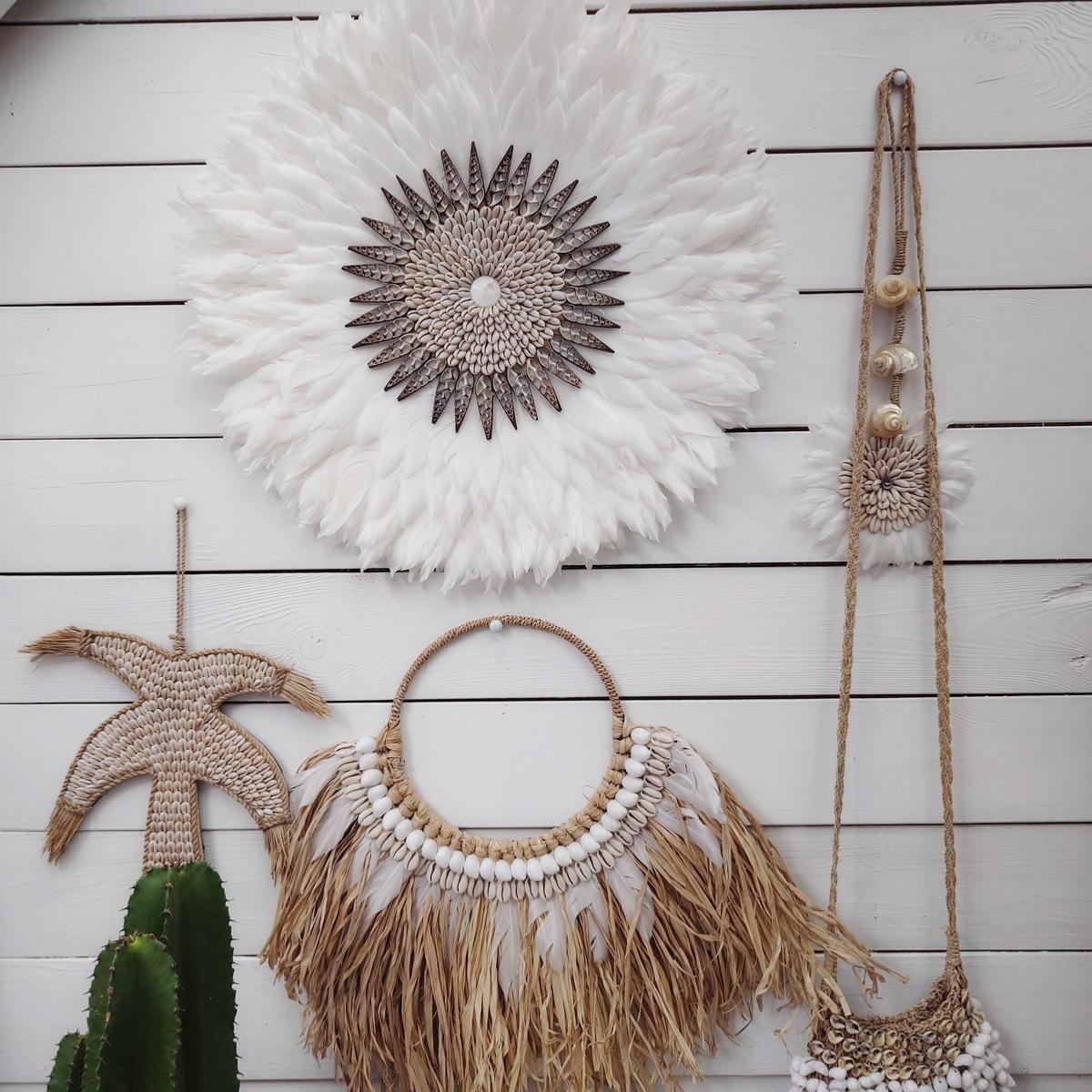 Wanddekoration „Palma“ aus Muscheln und Bast