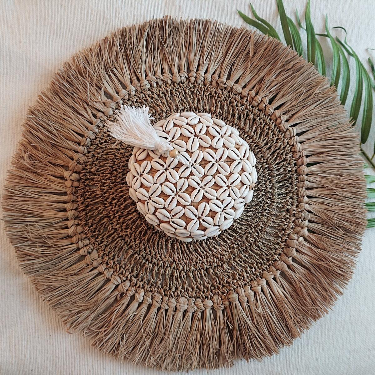 Scatola portafiori in bambù e conchiglia D 14cm🌿🐚