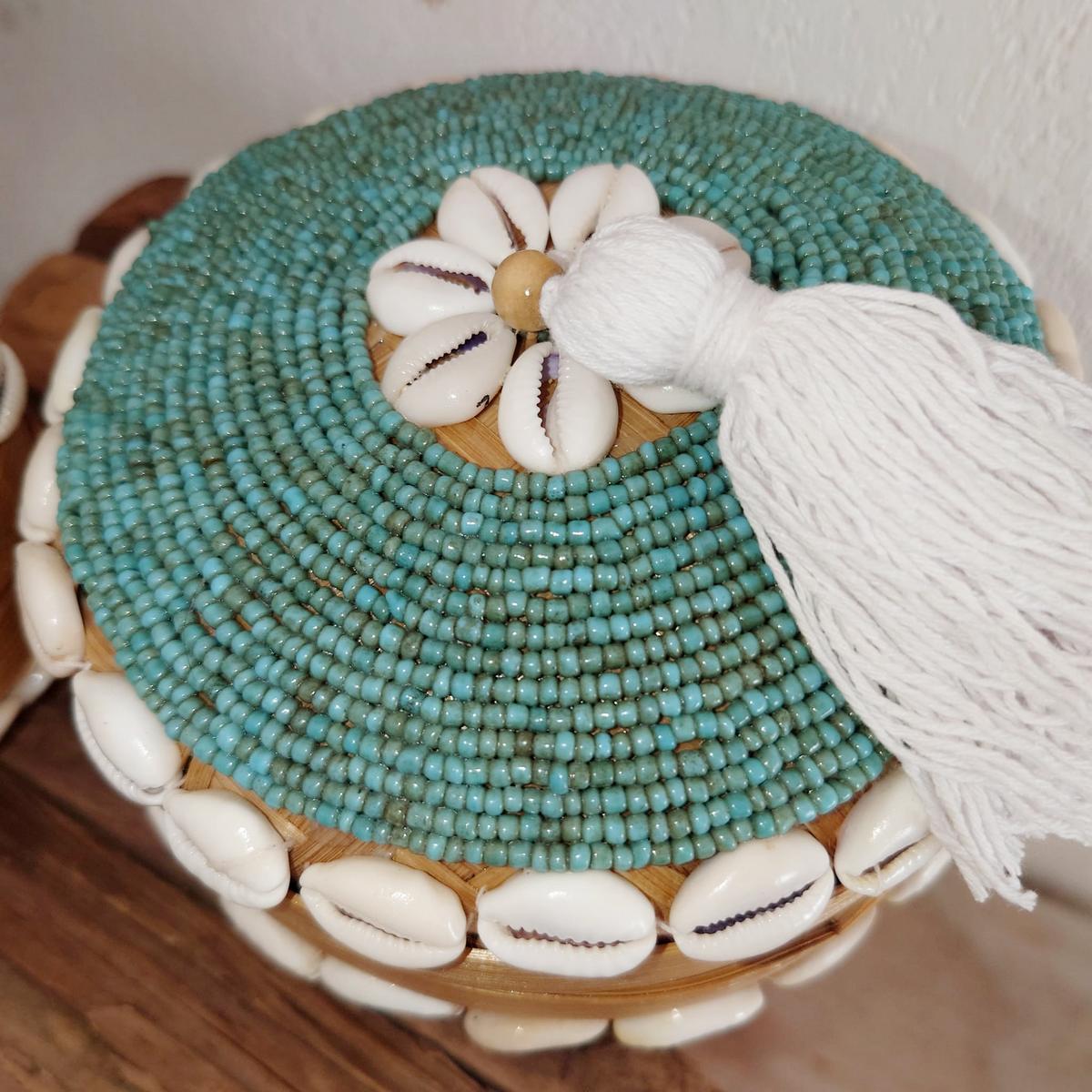 Scatola di bambù "Perla", menta D 11cm 🌿🐚