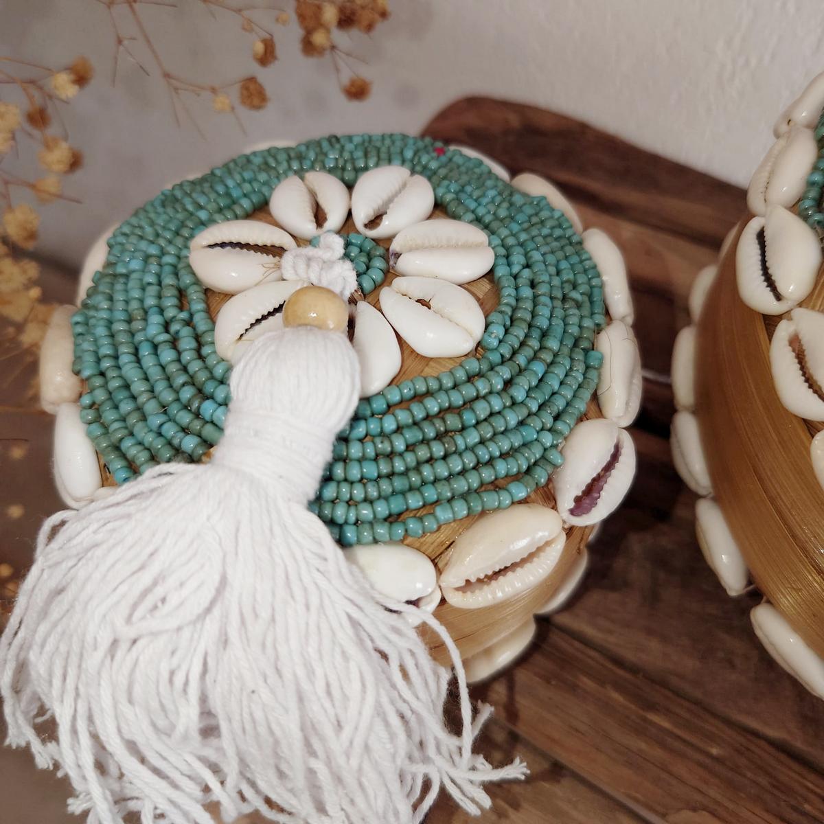 Scatola di bambù "Perla", menta D 11cm 🌿🐚