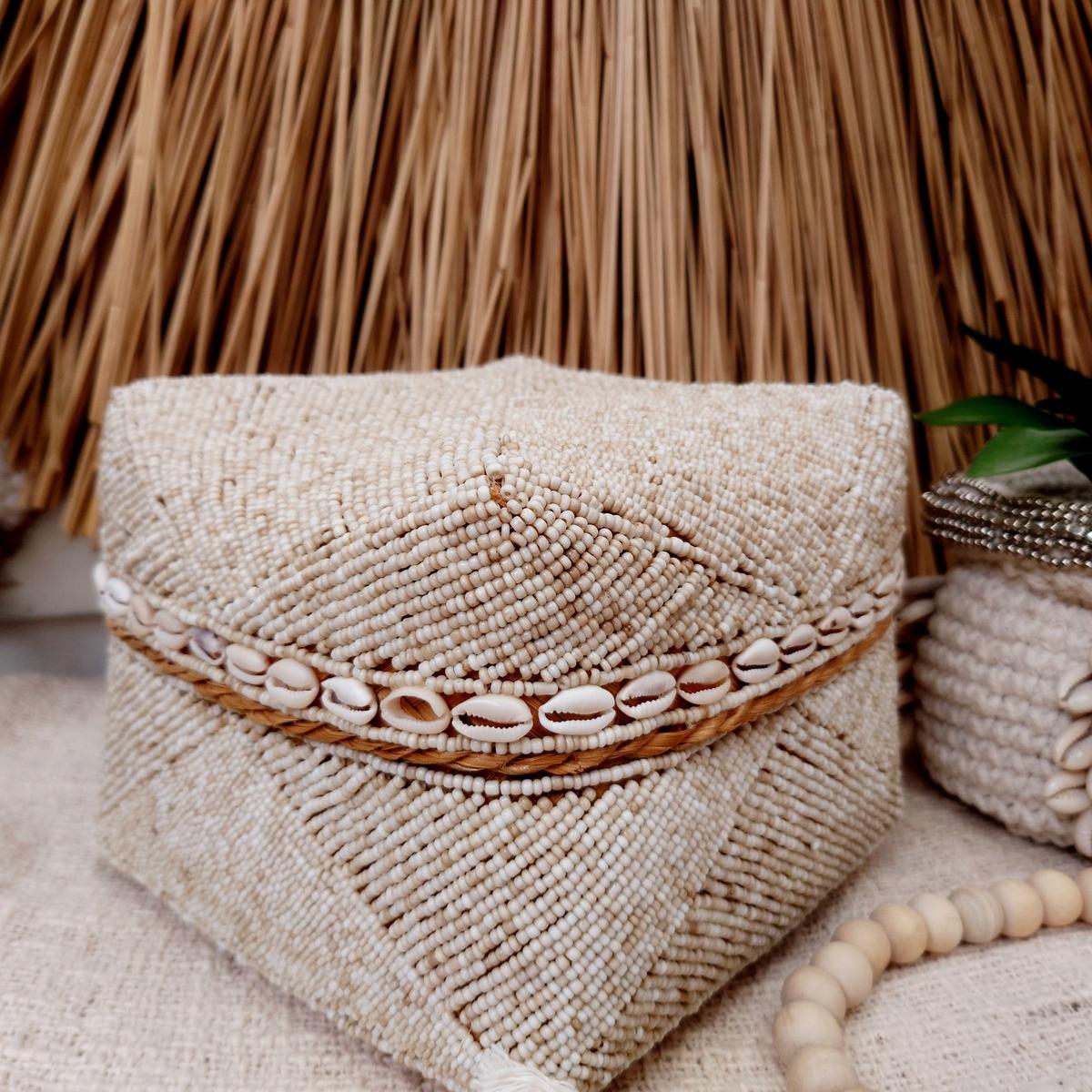Scatole decorative beige con conchiglie🌿🐚