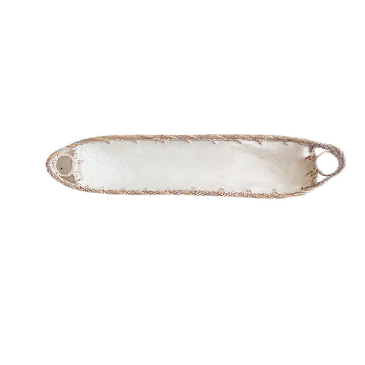 Ciotola Boho rettangolare in legno e rattan