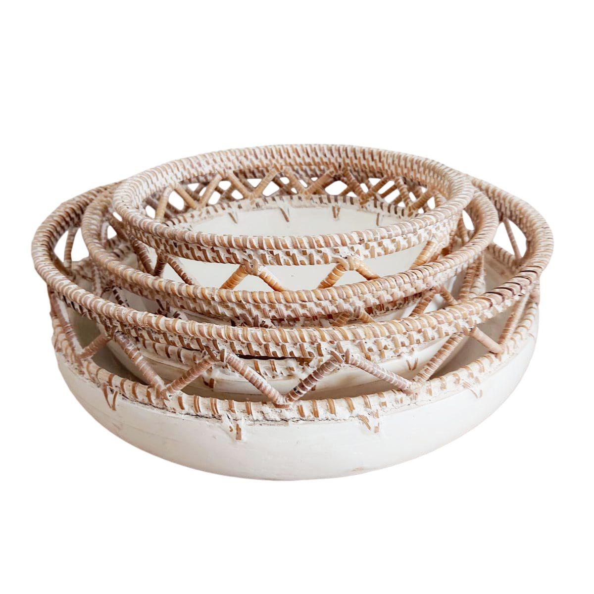 Ciotola Boho in legno e rattan