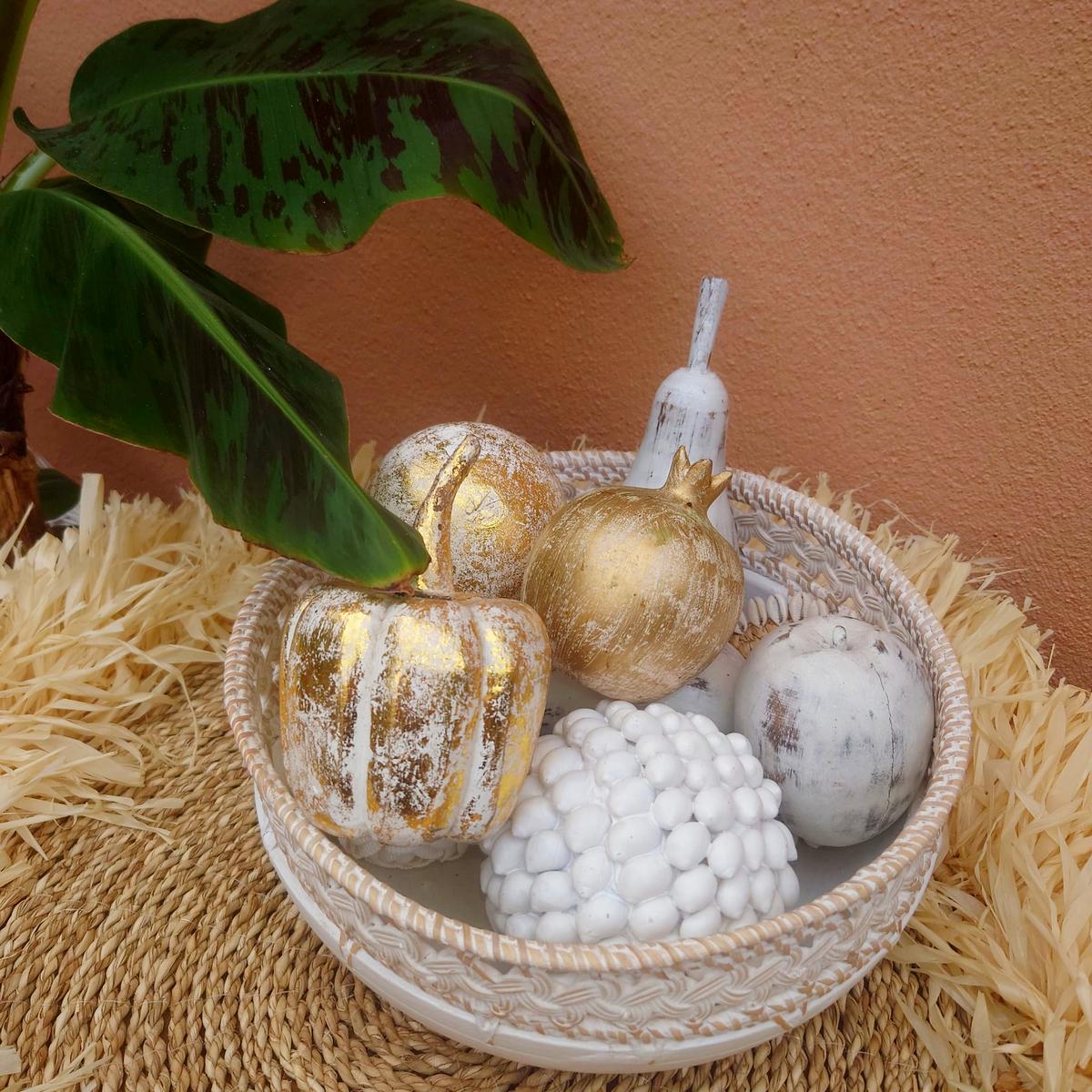 Ciotola in legno Boho con dettagli in rattan