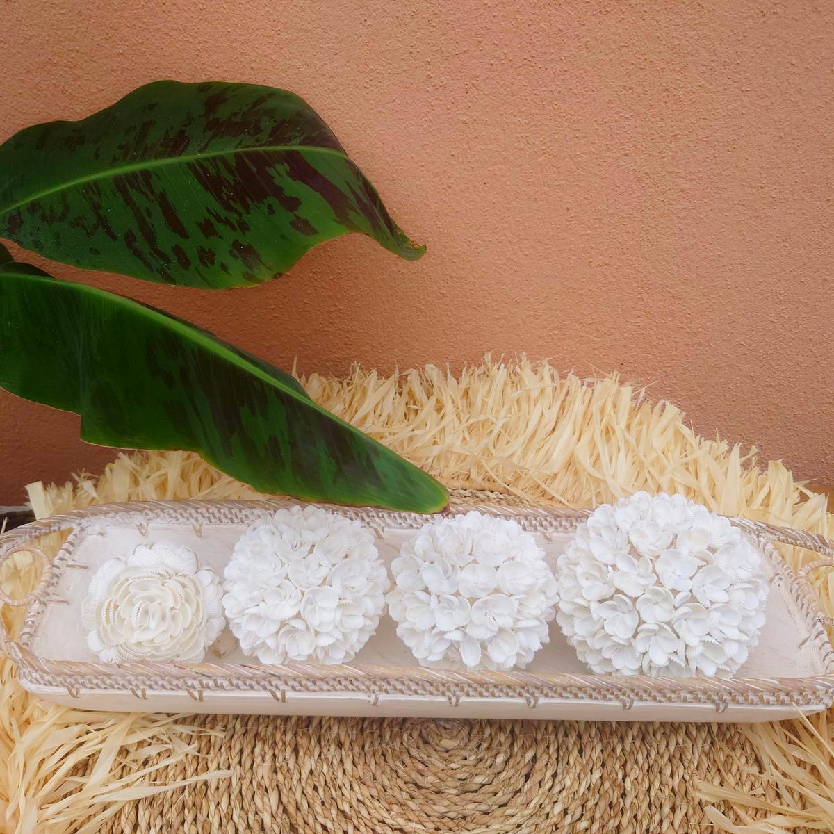 Ciotola Boho rettangolare in legno e rattan