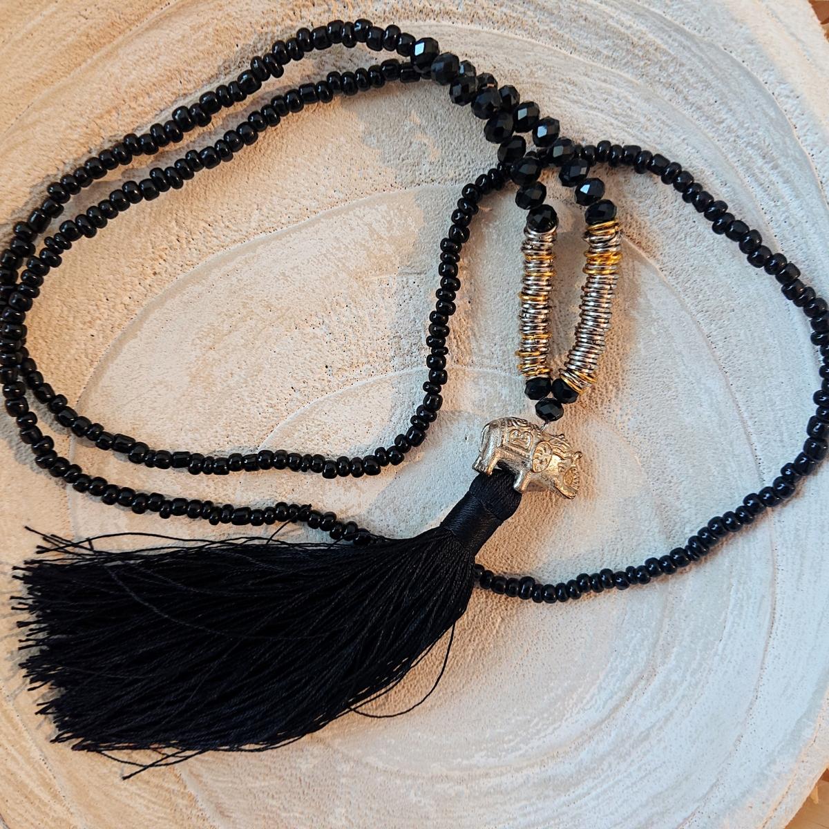 Collana elefante, nero/argento