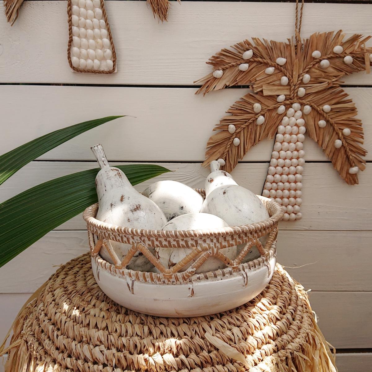 Ciotola Boho in legno e rattan