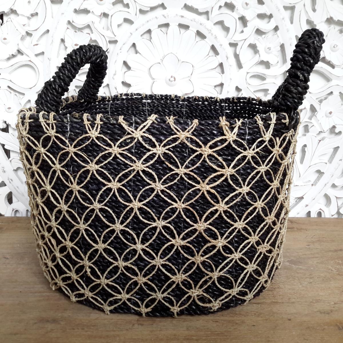 Paniers Ronds en Jonc de Mer Noir