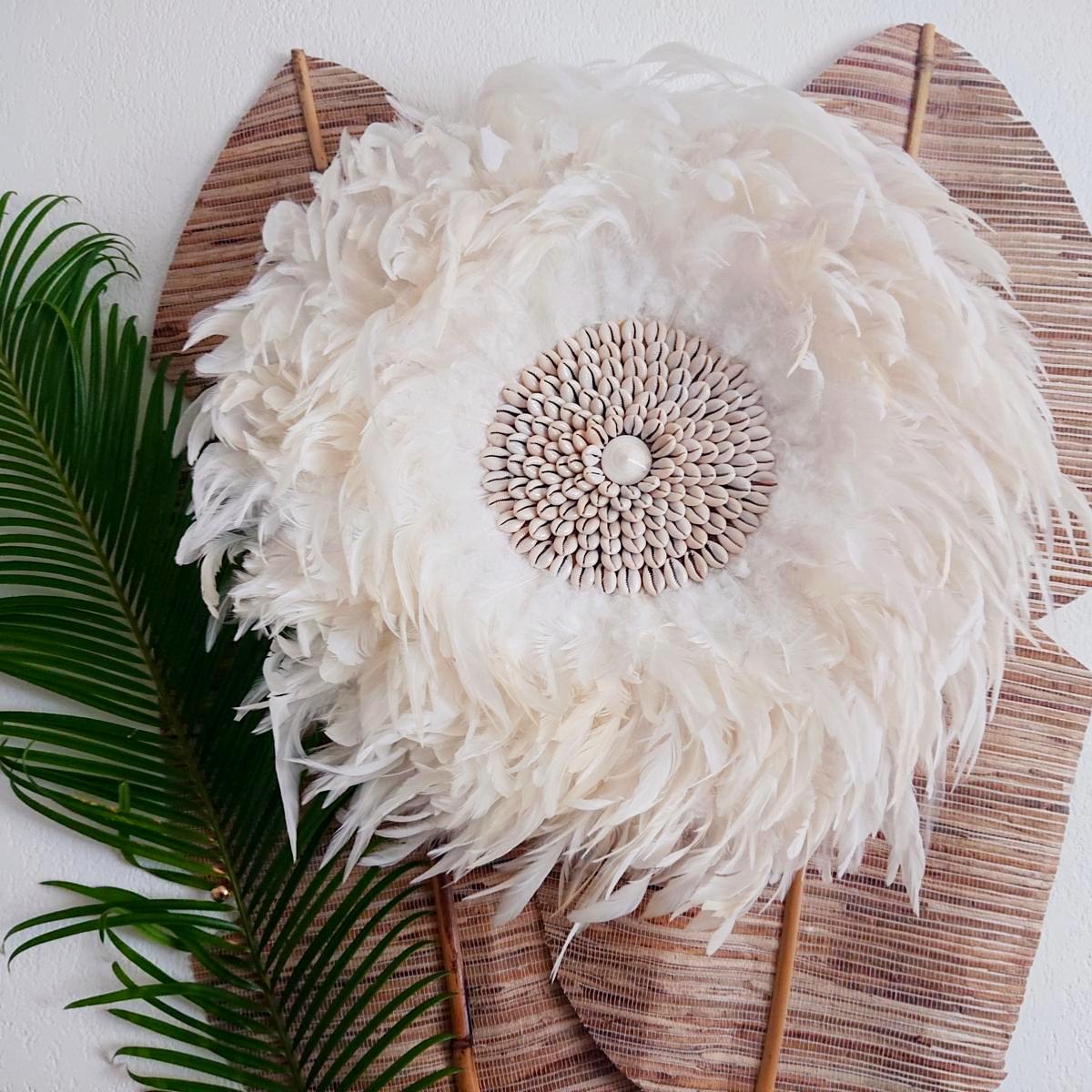 JUJU HUT WEISS mit Muscheln D 50cm