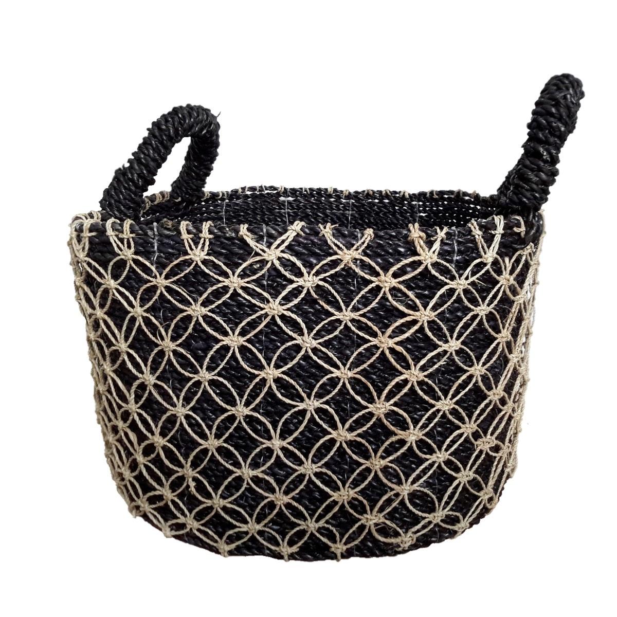 Paniers Ronds en Jonc de Mer Noir