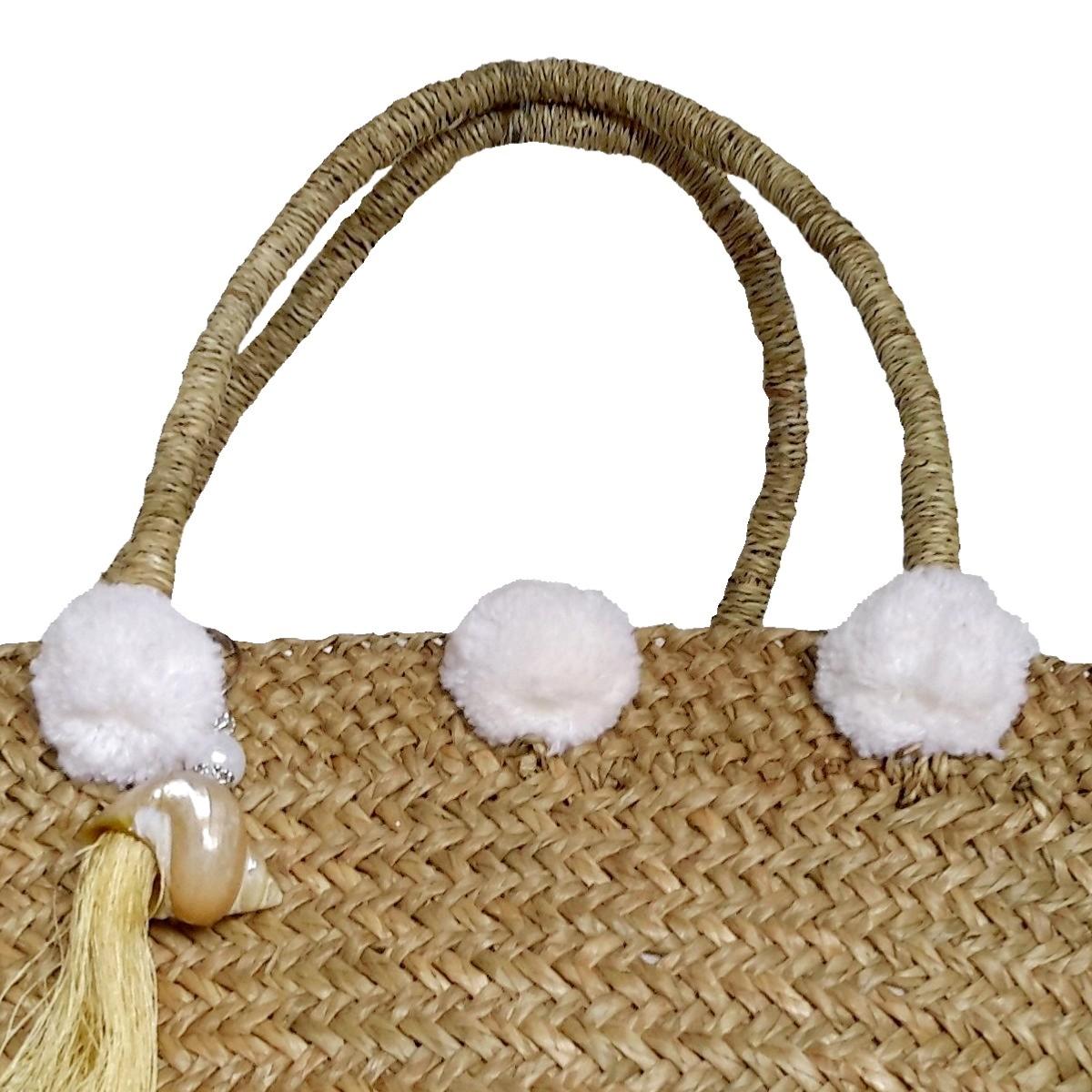 Weißer Pompom-Strandkorb – Bona-Kollektion