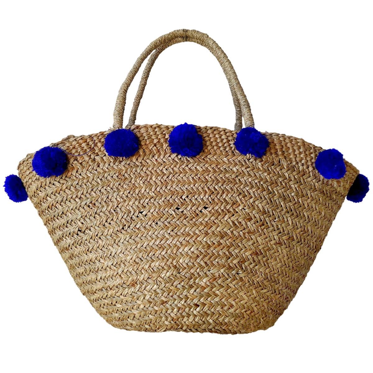 Blauer Strandkorb mit Pompoms – Bona-Kollektion