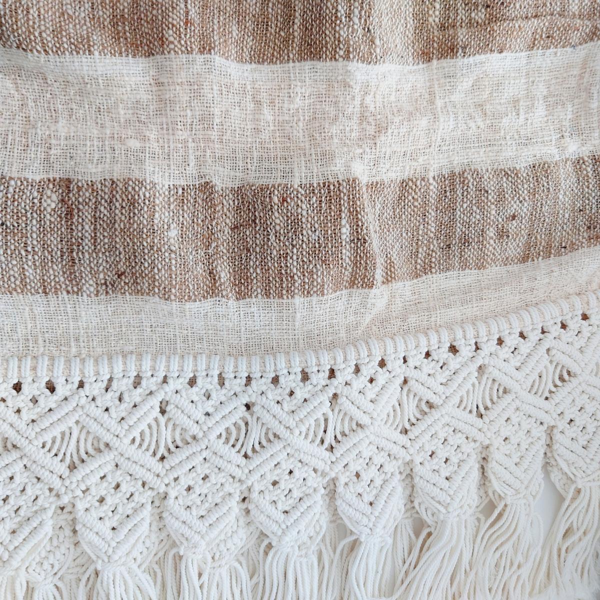 Plaid a righe bianco/beige Aussa 140x200