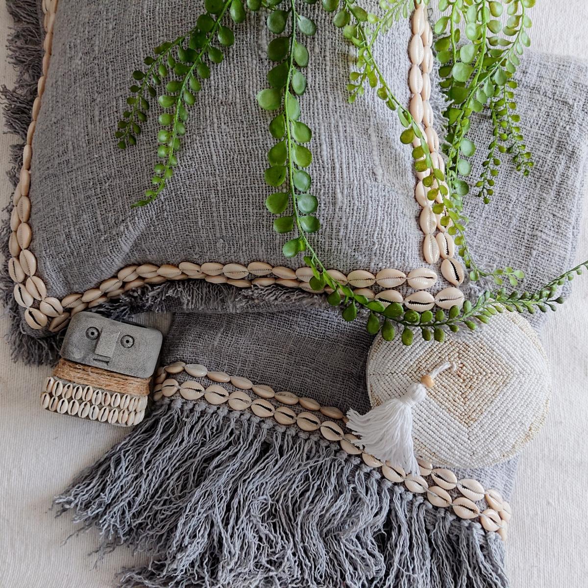 Funda de Cojín "Canga" – Algodón Gris 45x45 cm