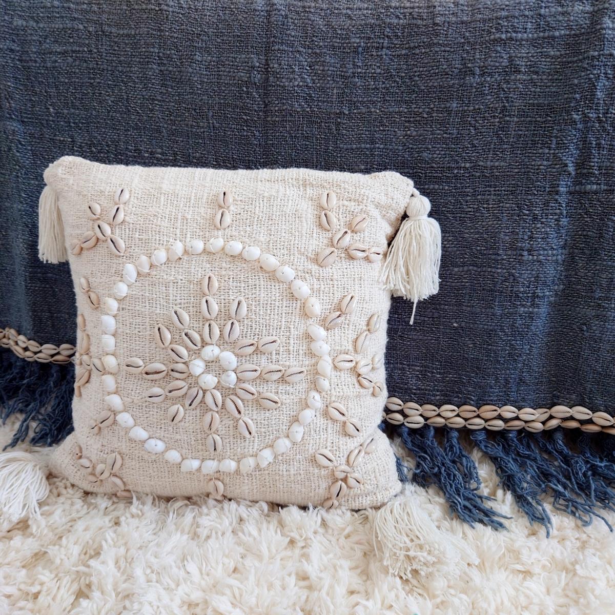 Manta Canga Gris con Conchas 140x200