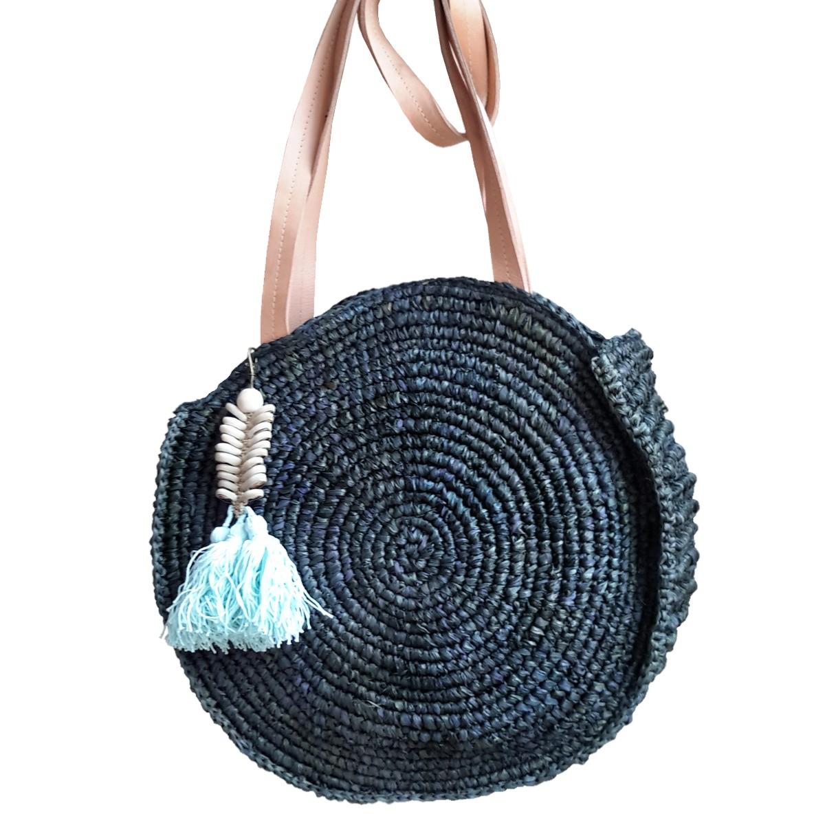 Runde Tasche aus natürlichem Bast – Dacota-Kollektion