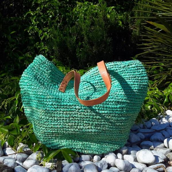 Türkise Basttasche - Franca Kollektion