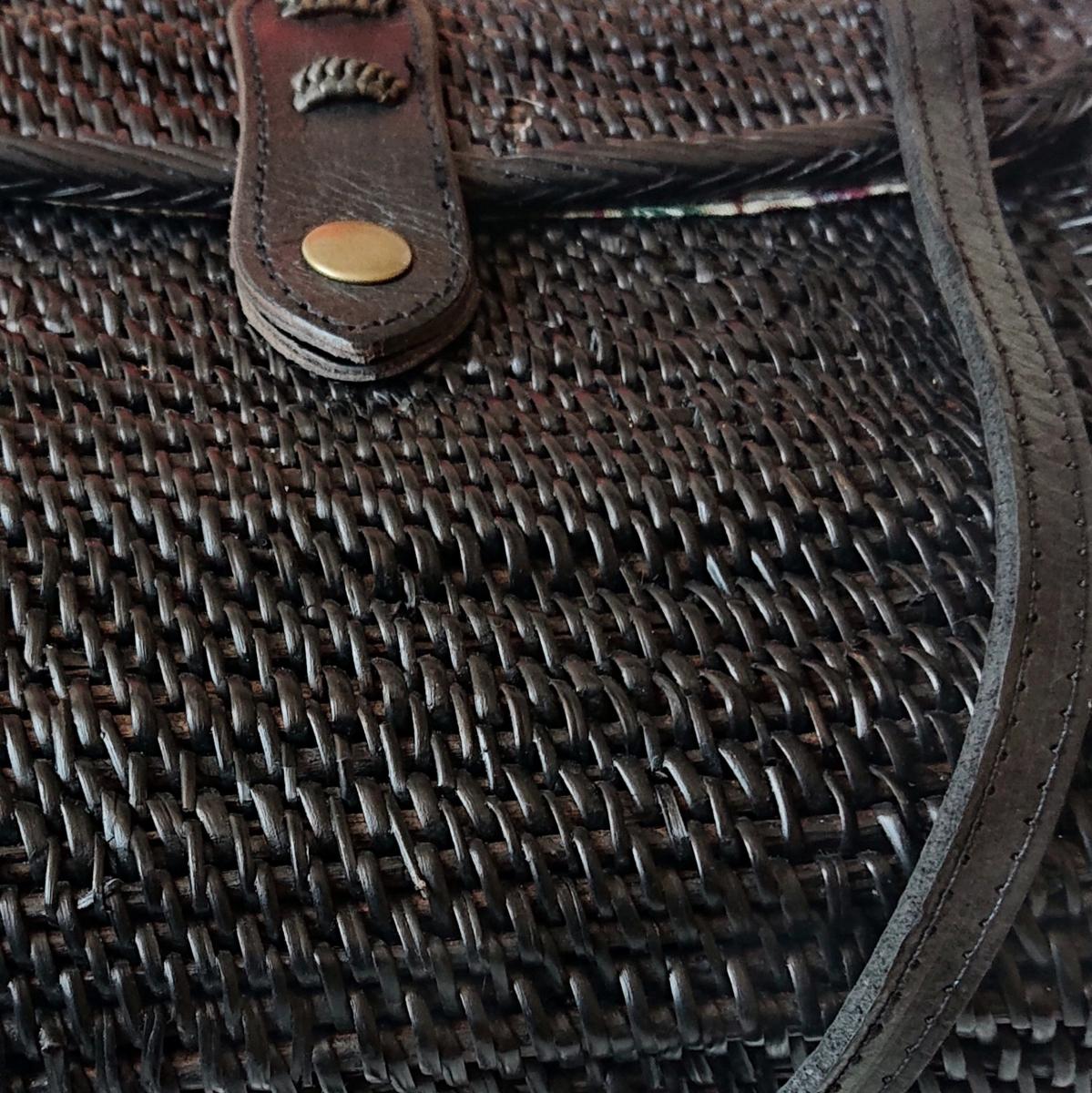 Borsa Hobo in Rattan Nero