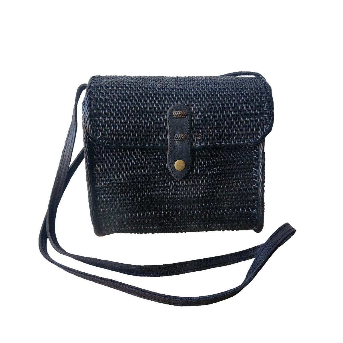 Borsa Hobo in Rattan Nero