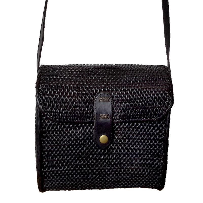 Borsa Hobo in Rattan Nero