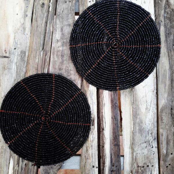 Posavasos en Perlas de Vidrio Negras