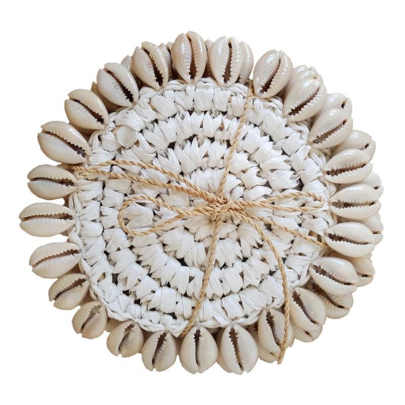 Dessous de Verre en raphia, Blanc - lot de 3