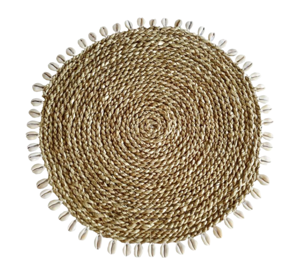 Mantel individual Cara beige, conchas