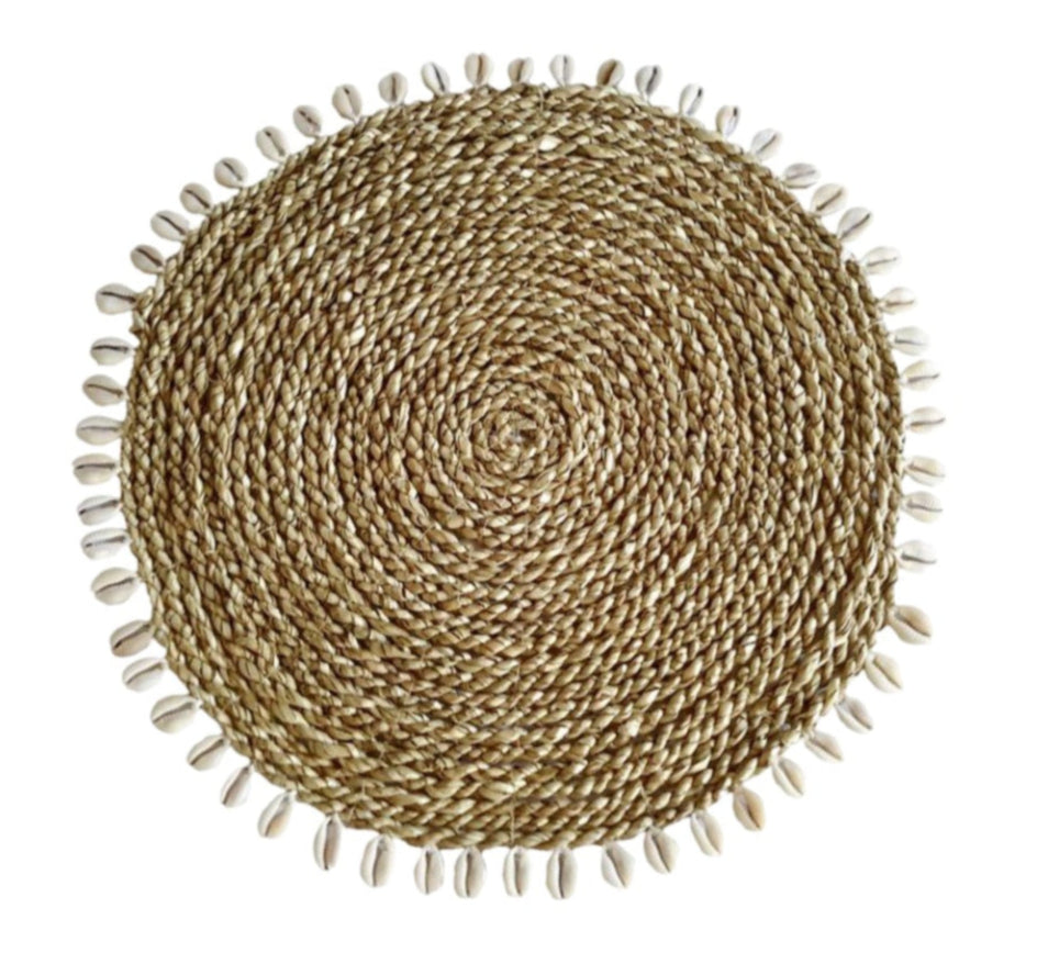Mantel individual Cara beige, conchas