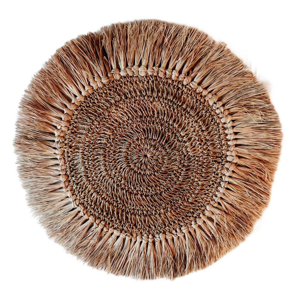 Natürliches Tischset mit Bastfransen D 45cm