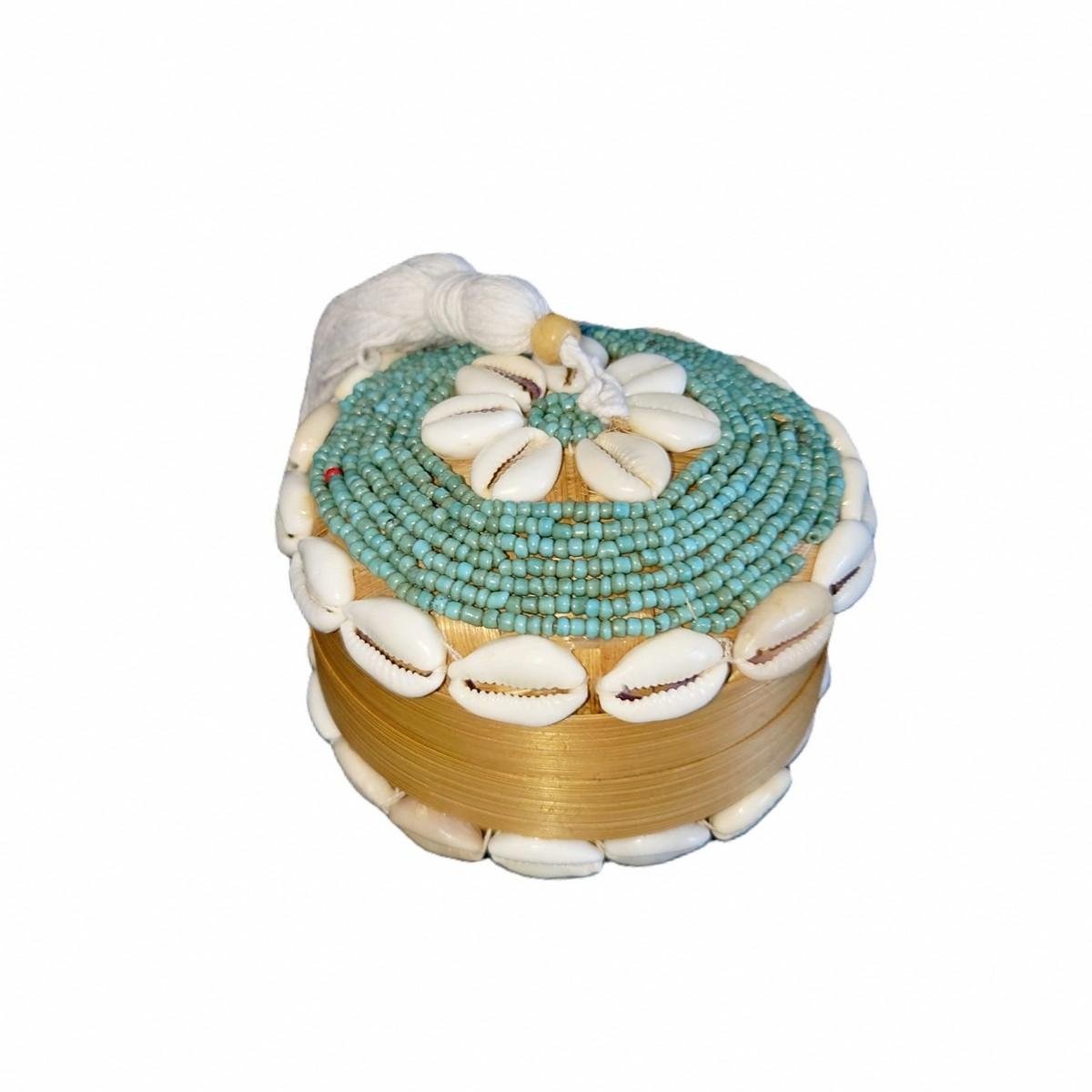 Scatola di bambù "Perla", menta D 11cm 🌿🐚