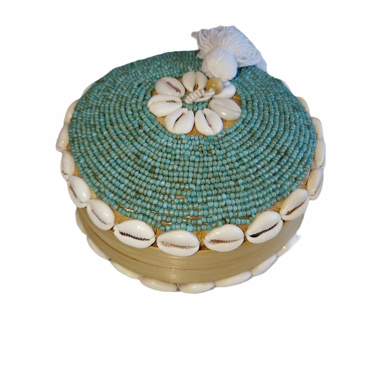 Scatola in bambù "Perla", menta D 16cm 🌿🐚