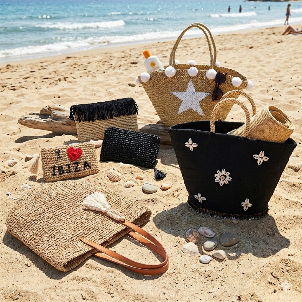 Panier de plage "Coquillage" Noir