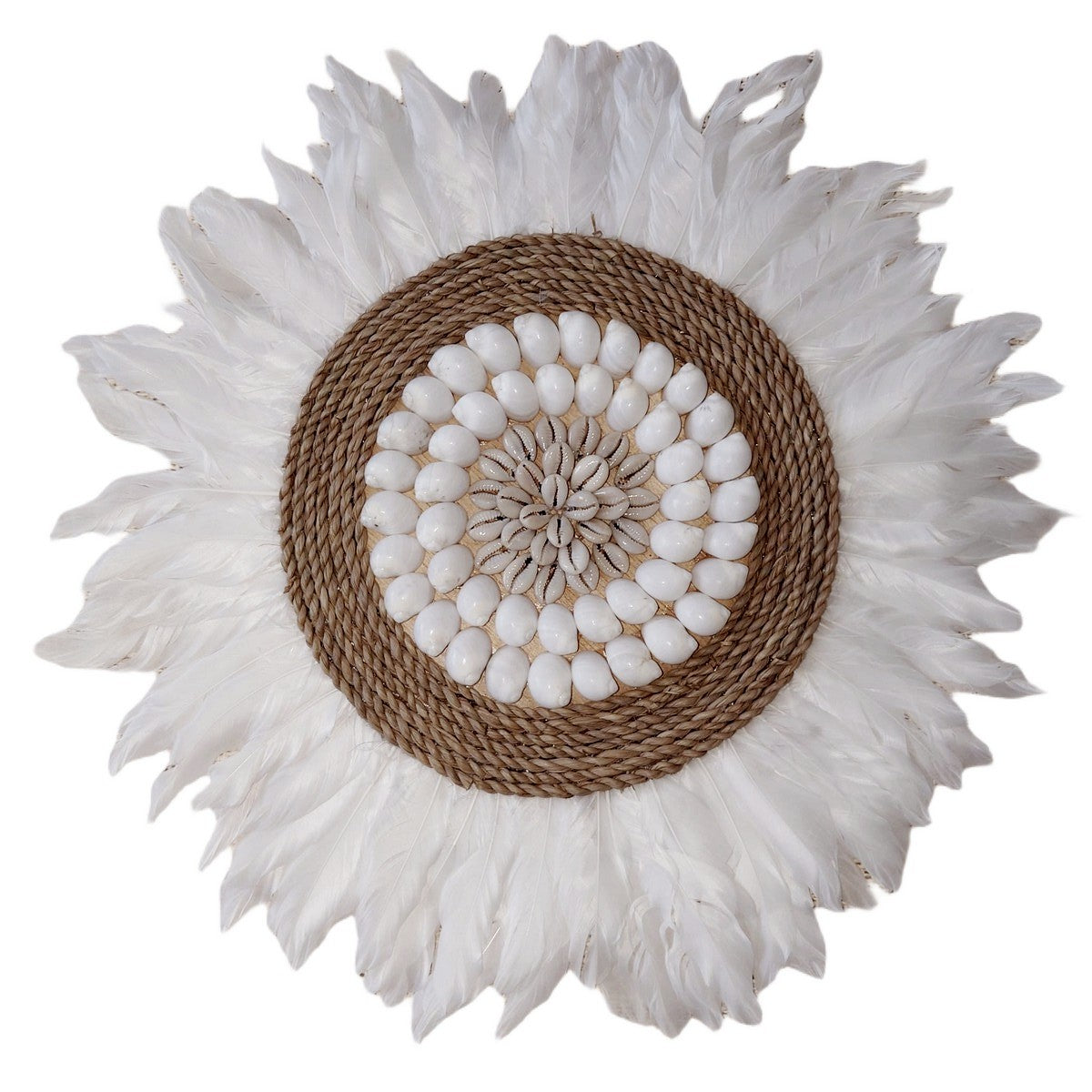 Decoración de Pared en Plumas y Conchas D 40 cm