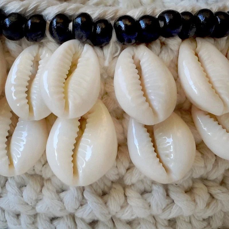 Panier en Crochet Cara, Blanc/Noir