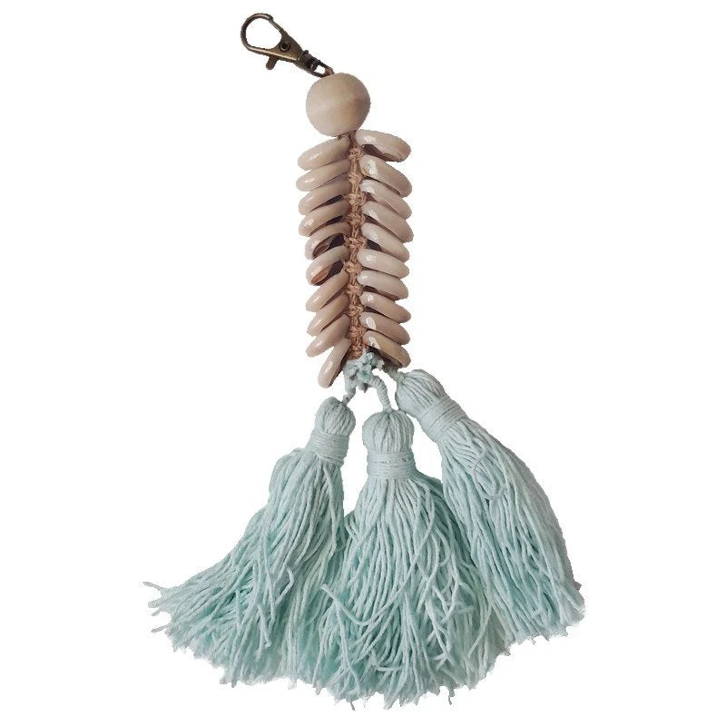 Muschel Schlüsselanhänger mit Pompons