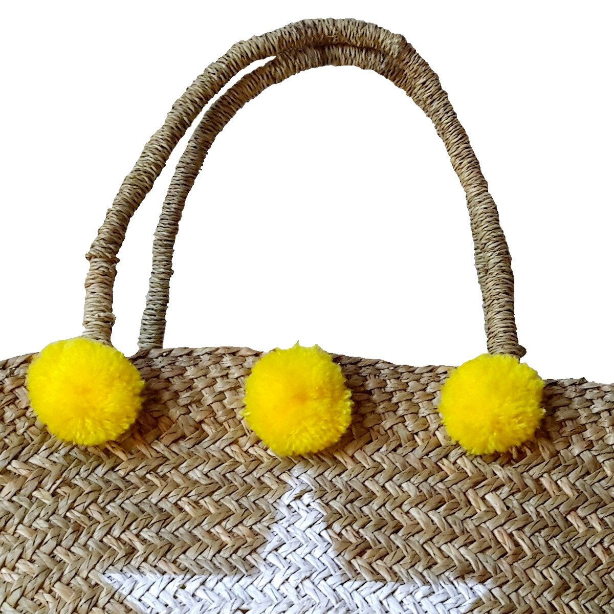 Cestino da spiaggia con pompon giallo – Collezione Star