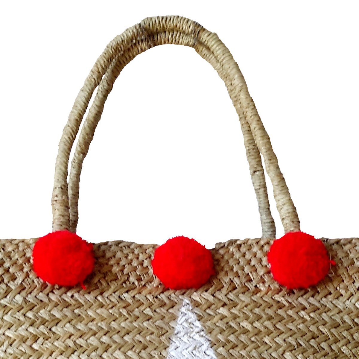 Cesto da spiaggia con pompon rossi – Collezione Star