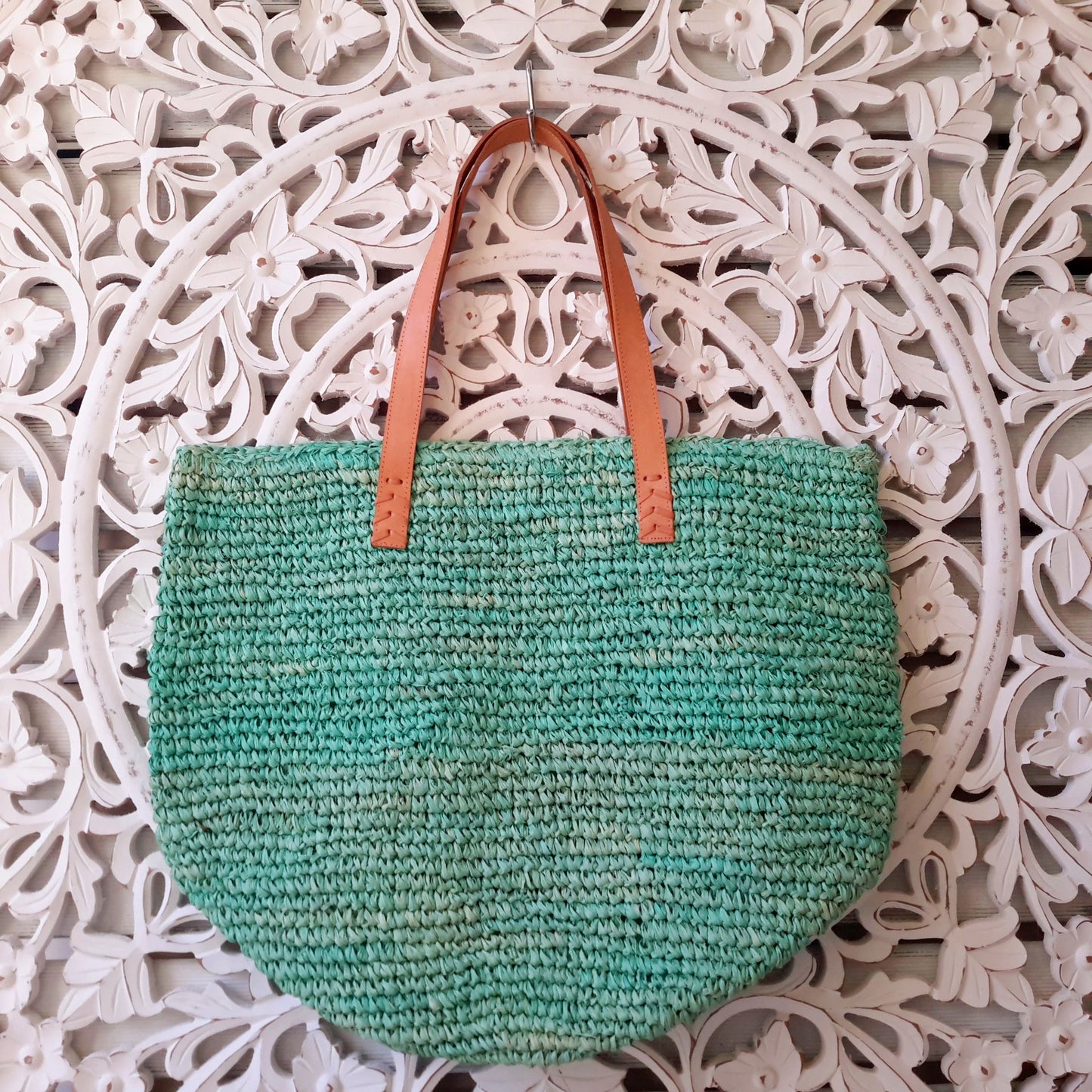 Türkise Basttasche - Franca Kollektion