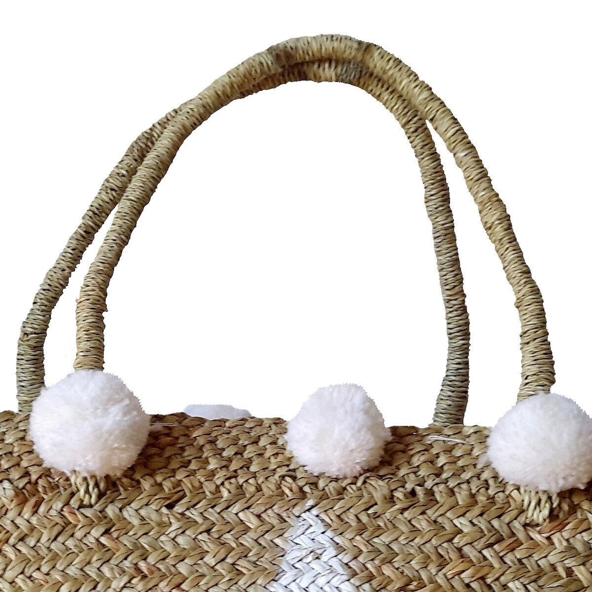 Cestino da spiaggia con pompon bianco – Collezione Star