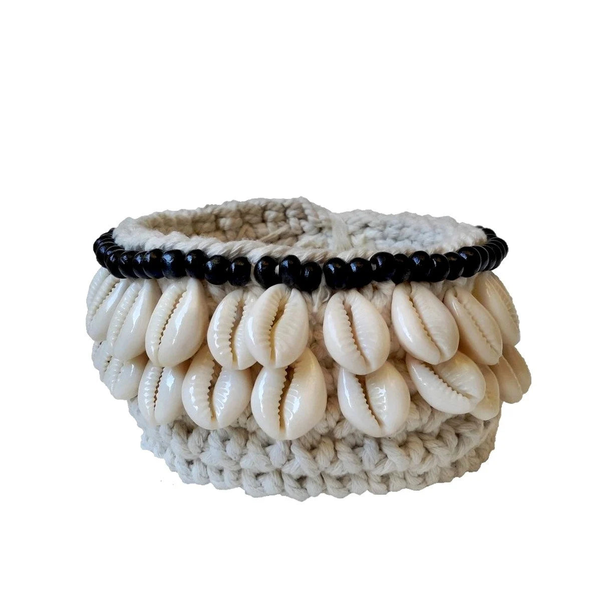 Panier en Crochet Cara, Blanc/Noir