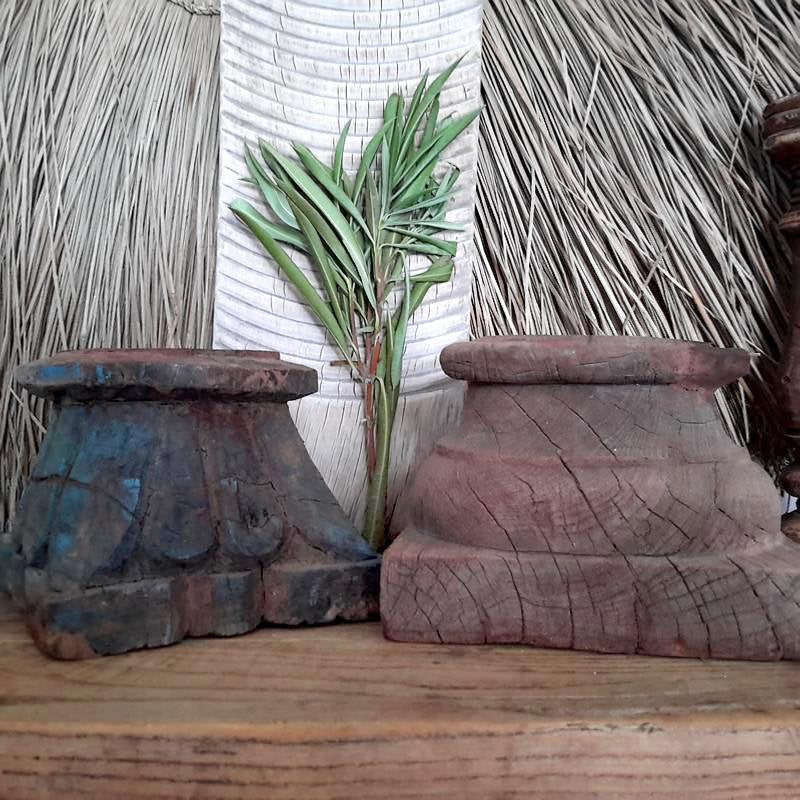 Vintage Kerzenhalter aus antikem Holz