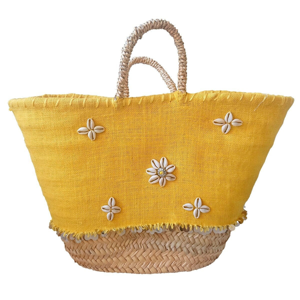 Cestino da spiaggia "Shell" giallo
