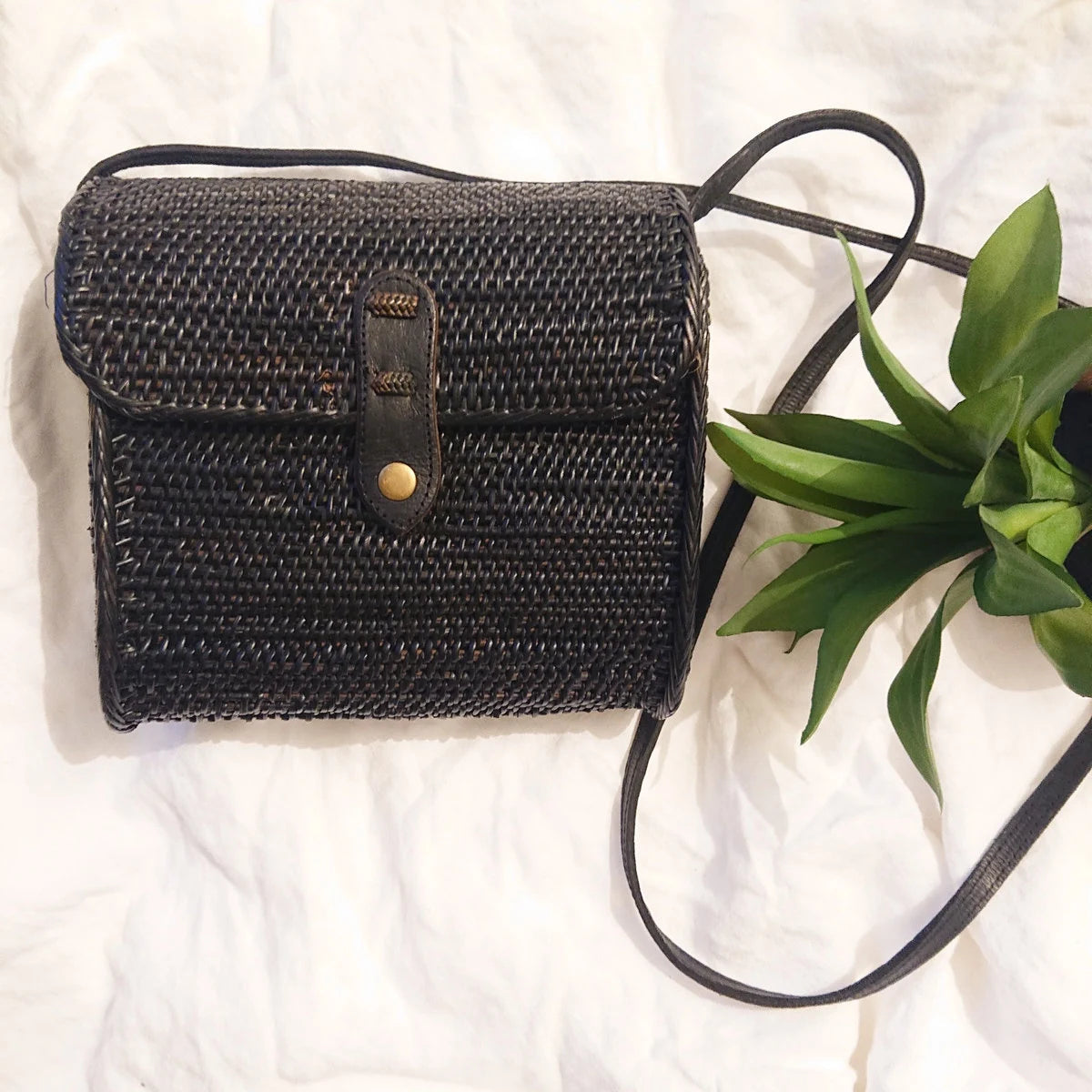 Borsa Hobo in Rattan Nero
