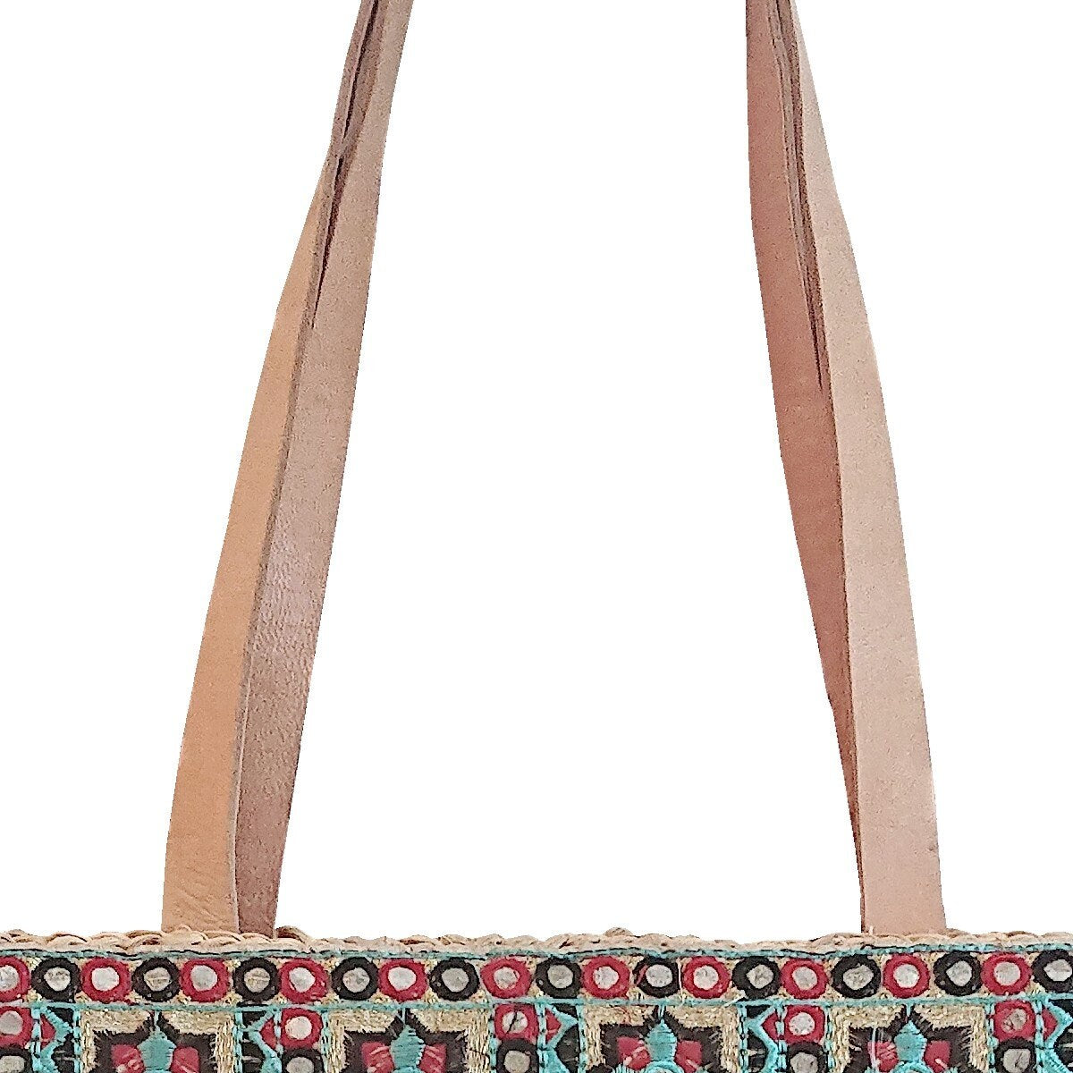 Beige bestickte Basttasche - Franca-Kollektion