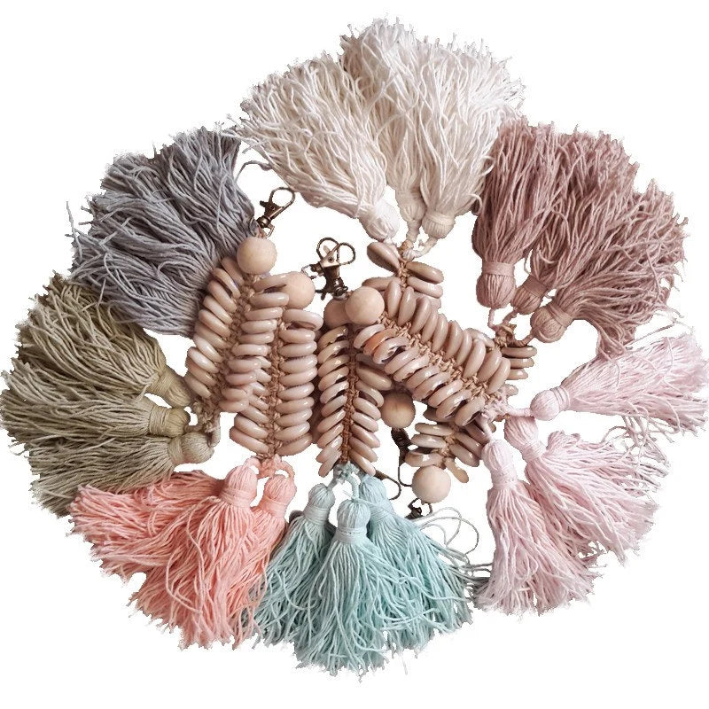 Muschel Schlüsselanhänger mit Pompons