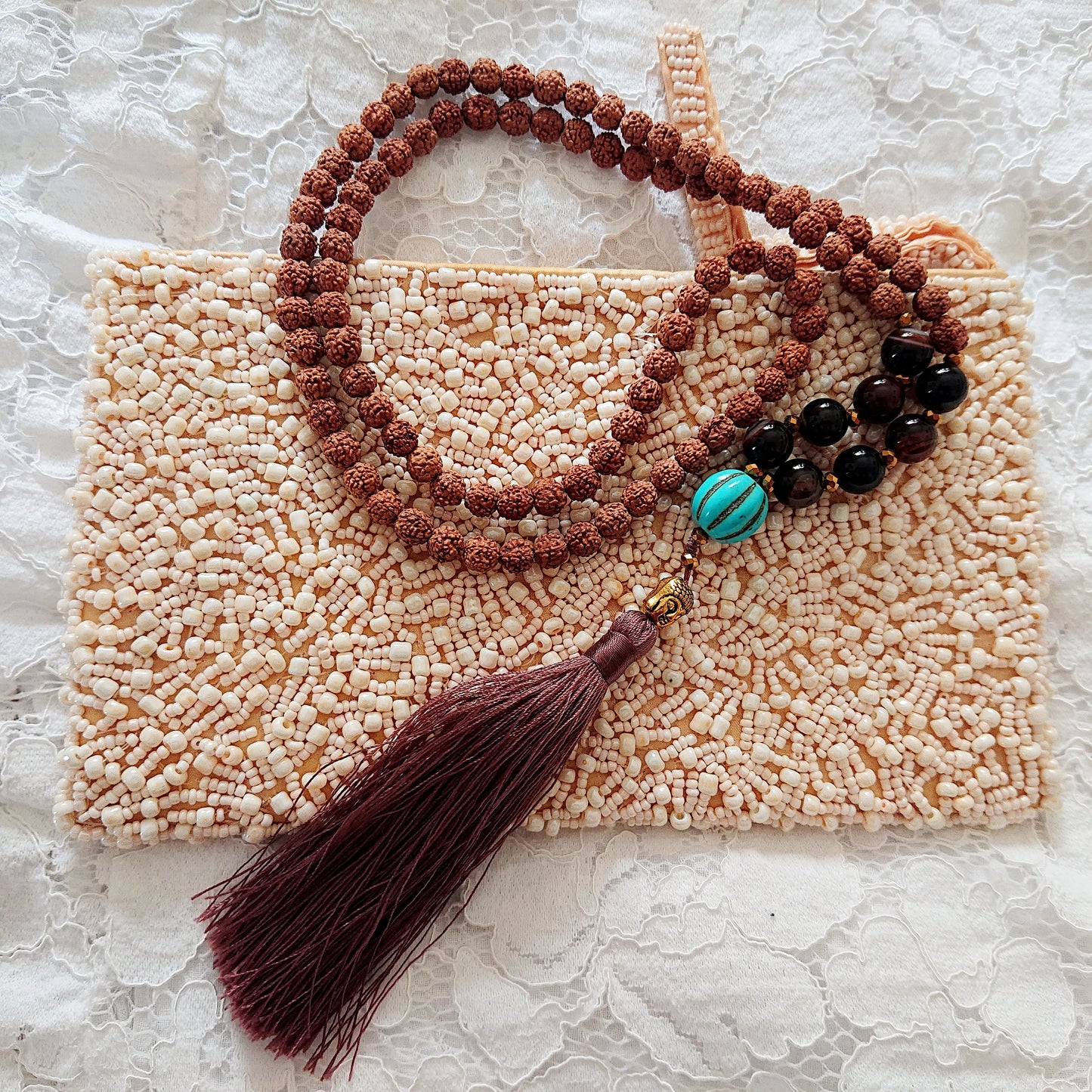 Clutch Turquesa de Cuentas de Vidrio - Colección Lola