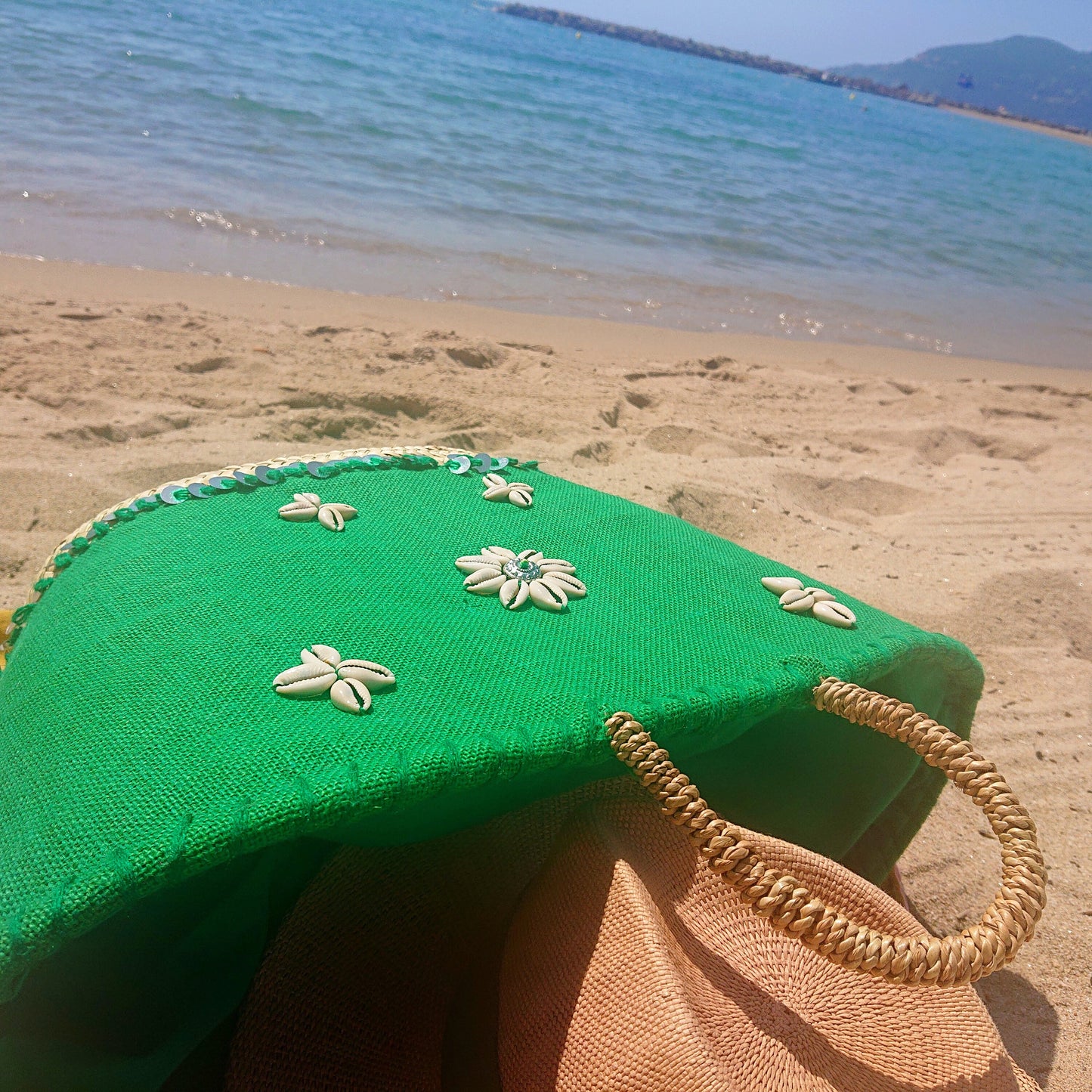 Cestino da spiaggia "Shell" verde