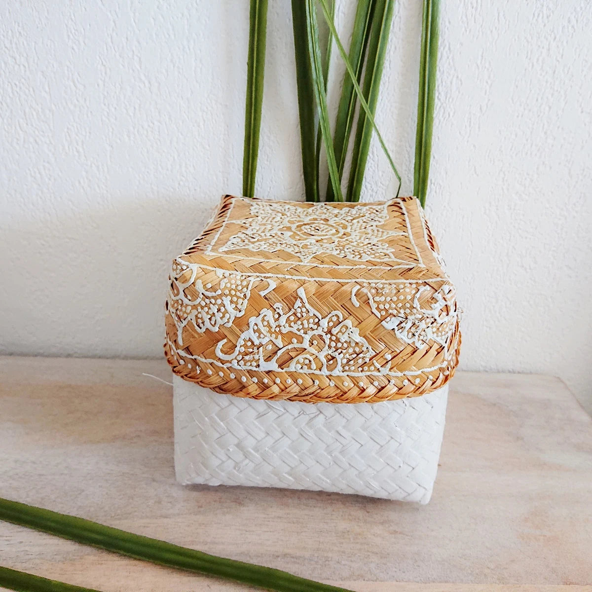 Scatola di bambù, naturale/bianco 🌿