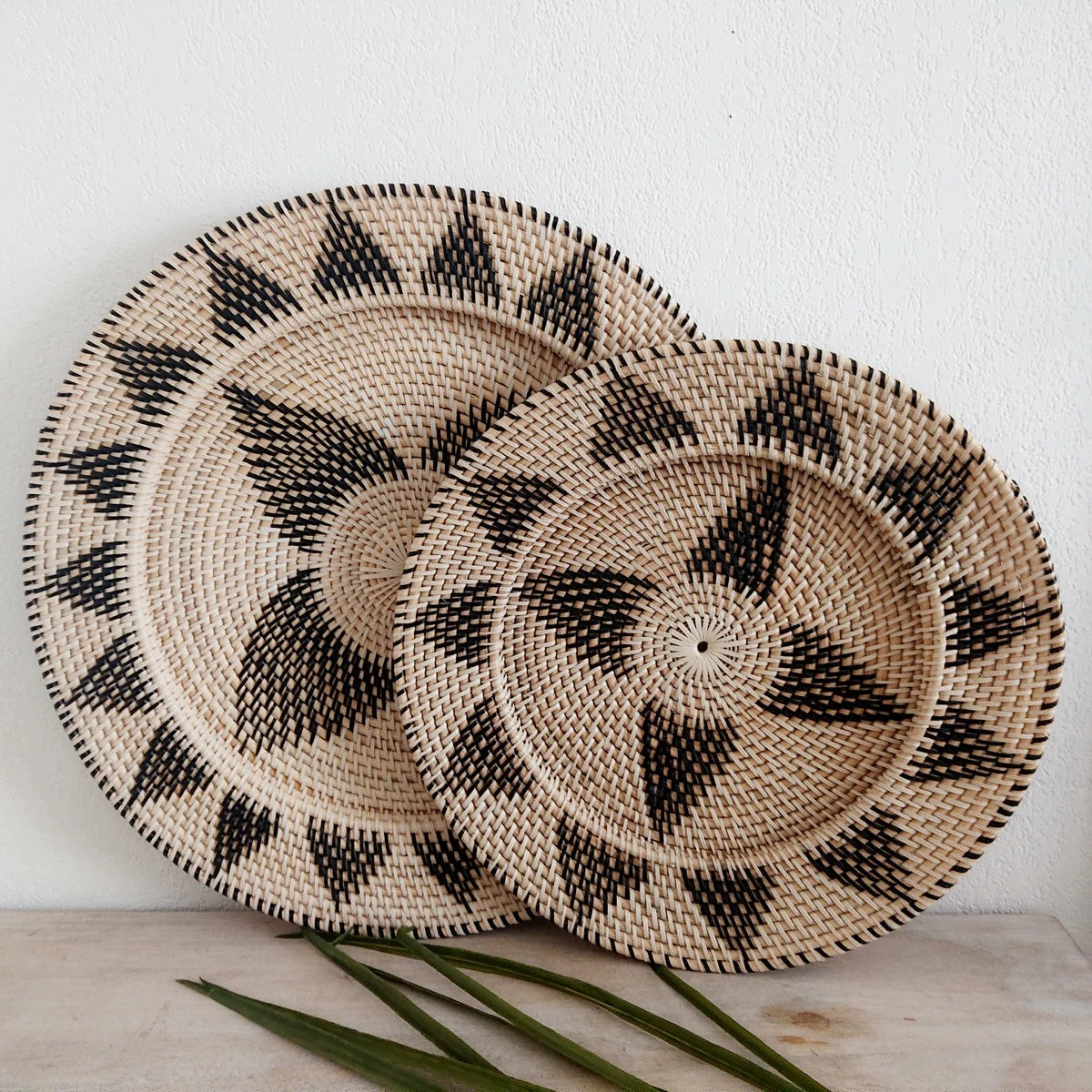 Vassoio rotondo in rattan