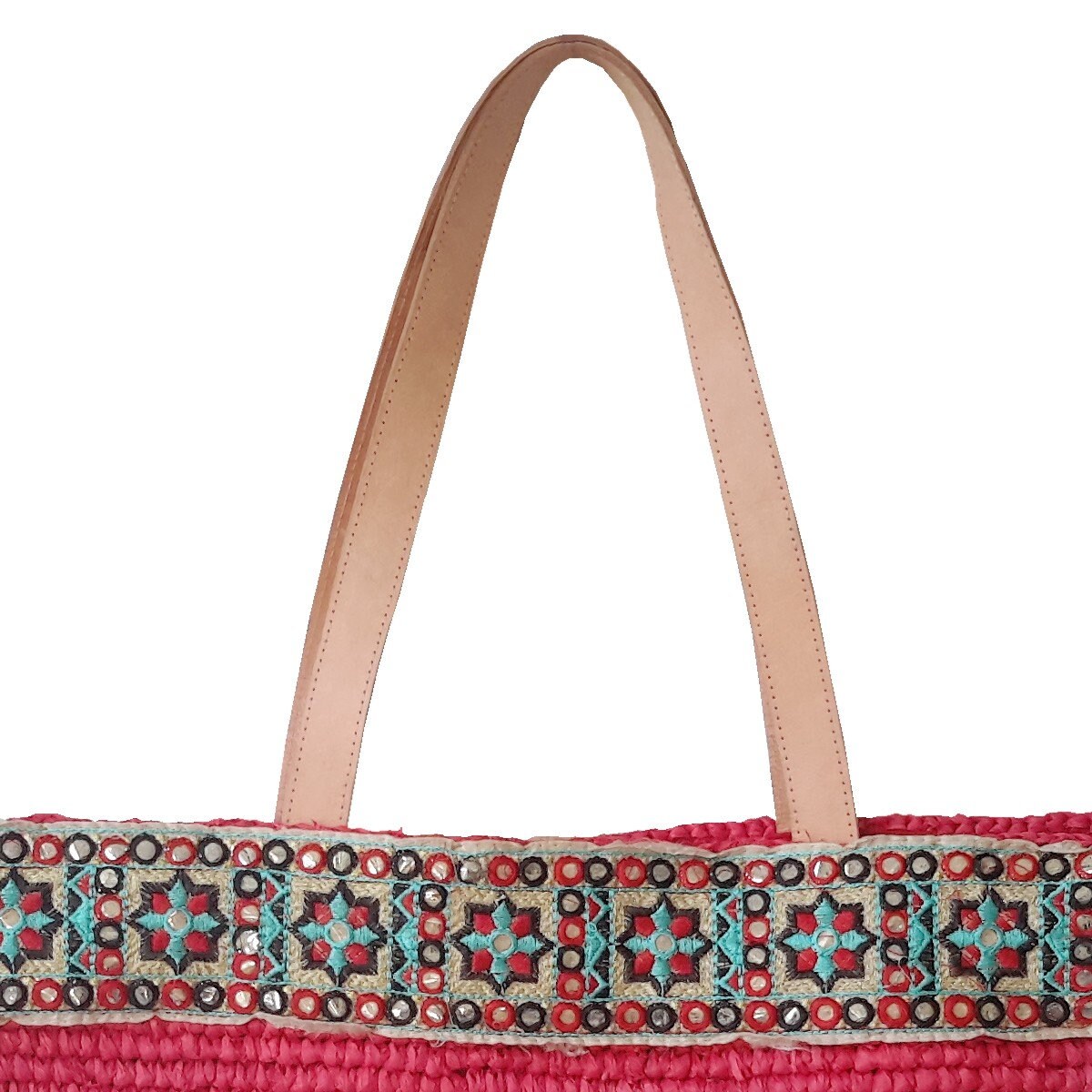 Borsa in rafia ricamata rossa - Collezione Franca